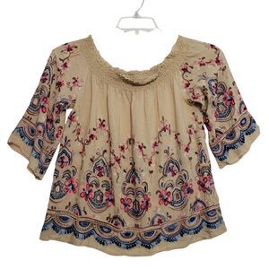 Gorgeous Hummingbird Women's Lightweight Embroidered Blouse, Size Large